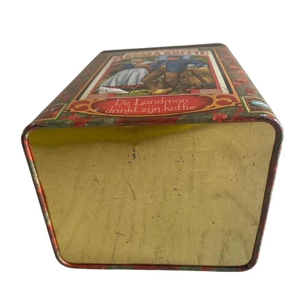 Vintage Douwe Egberts Aroma Koffie Tin De Landman Dutch Coffee Canister Blue Red